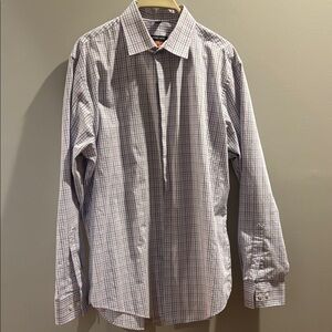 Geoffrey Beene Men's Plaid Dress Shirt - White, pink, blue, gray, fitted